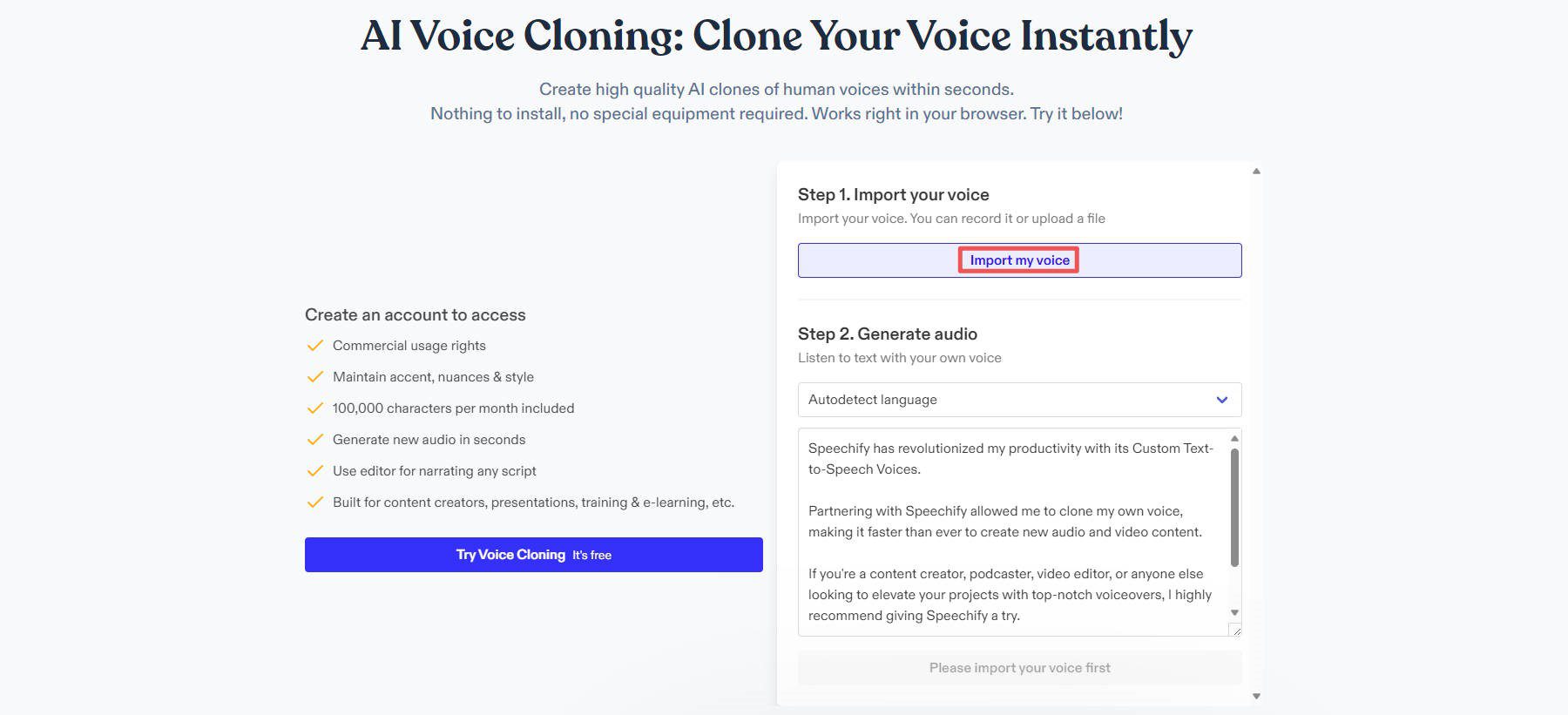Speechify Voice Cloning Setup