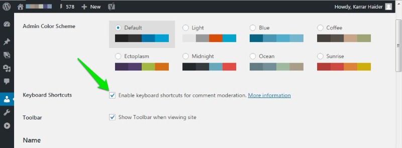 Enabling keyboard shortcuts for comment moderation in WordPress