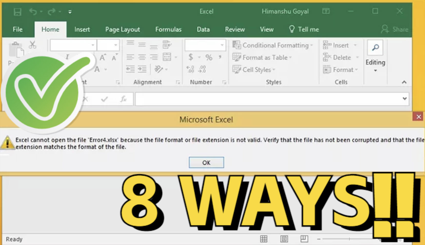 Excel Error Message Illustration