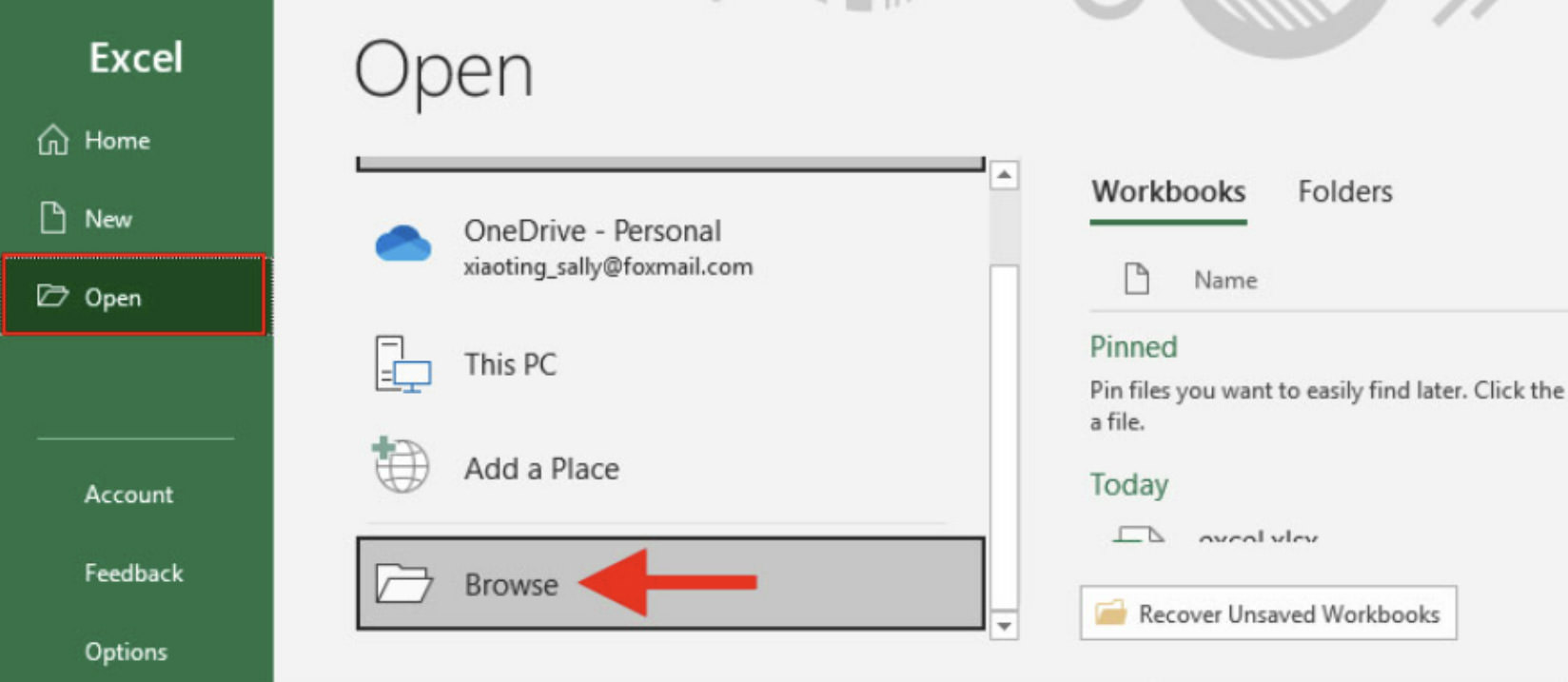 Excel Open File Option