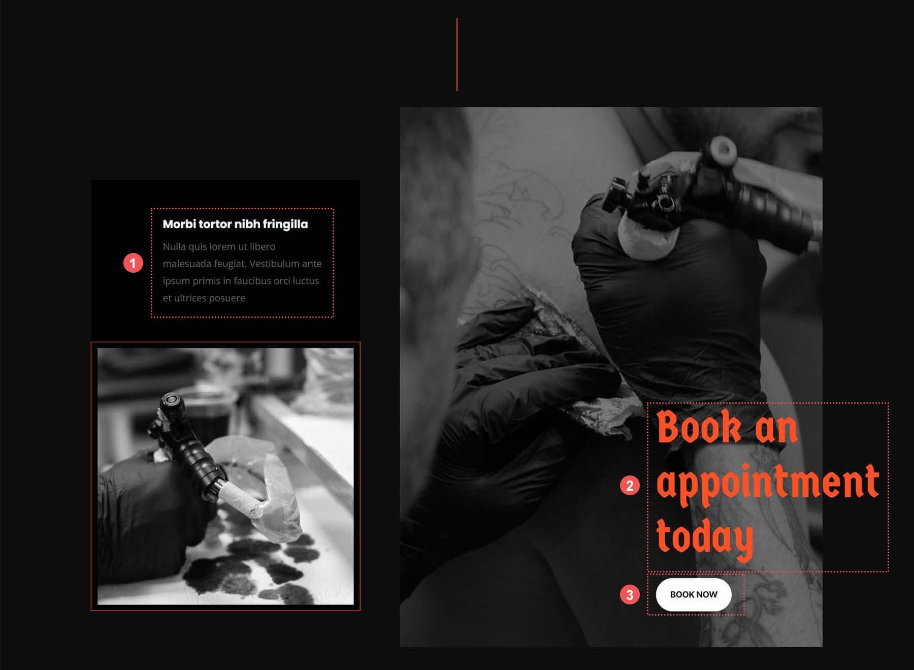 Static elements in the Divi Tattoo Shop Category Page Template