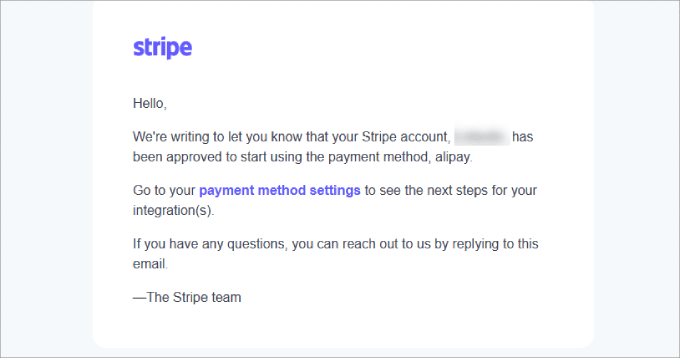 stripe email activated