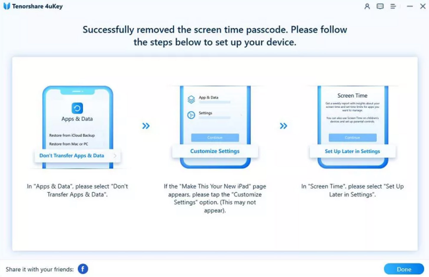 Setup guidance screen