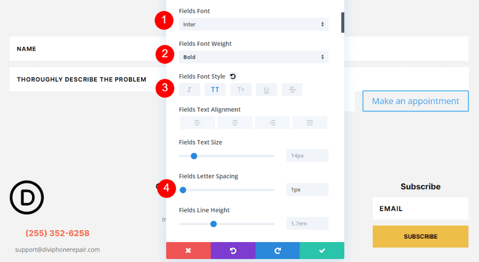 Minimum Length for Contact Form Fields Example