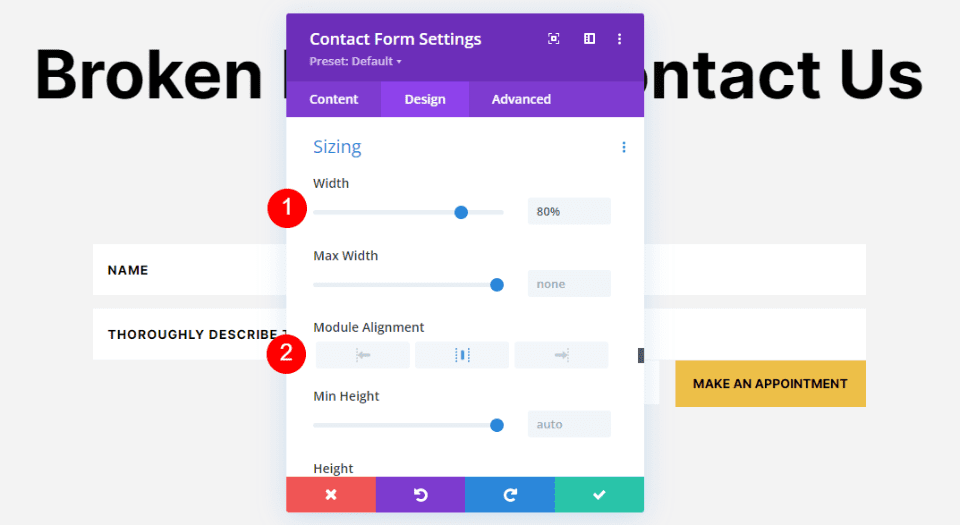 Minimum Length for Contact Form Fields Example