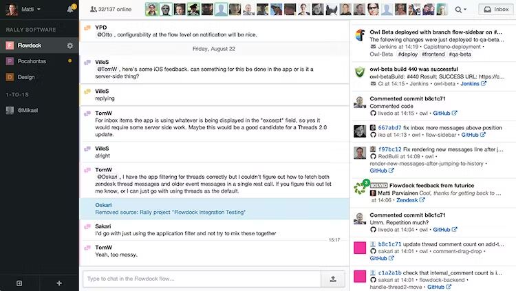 Flowdock is another Slack alternative that organizes conversation by threads