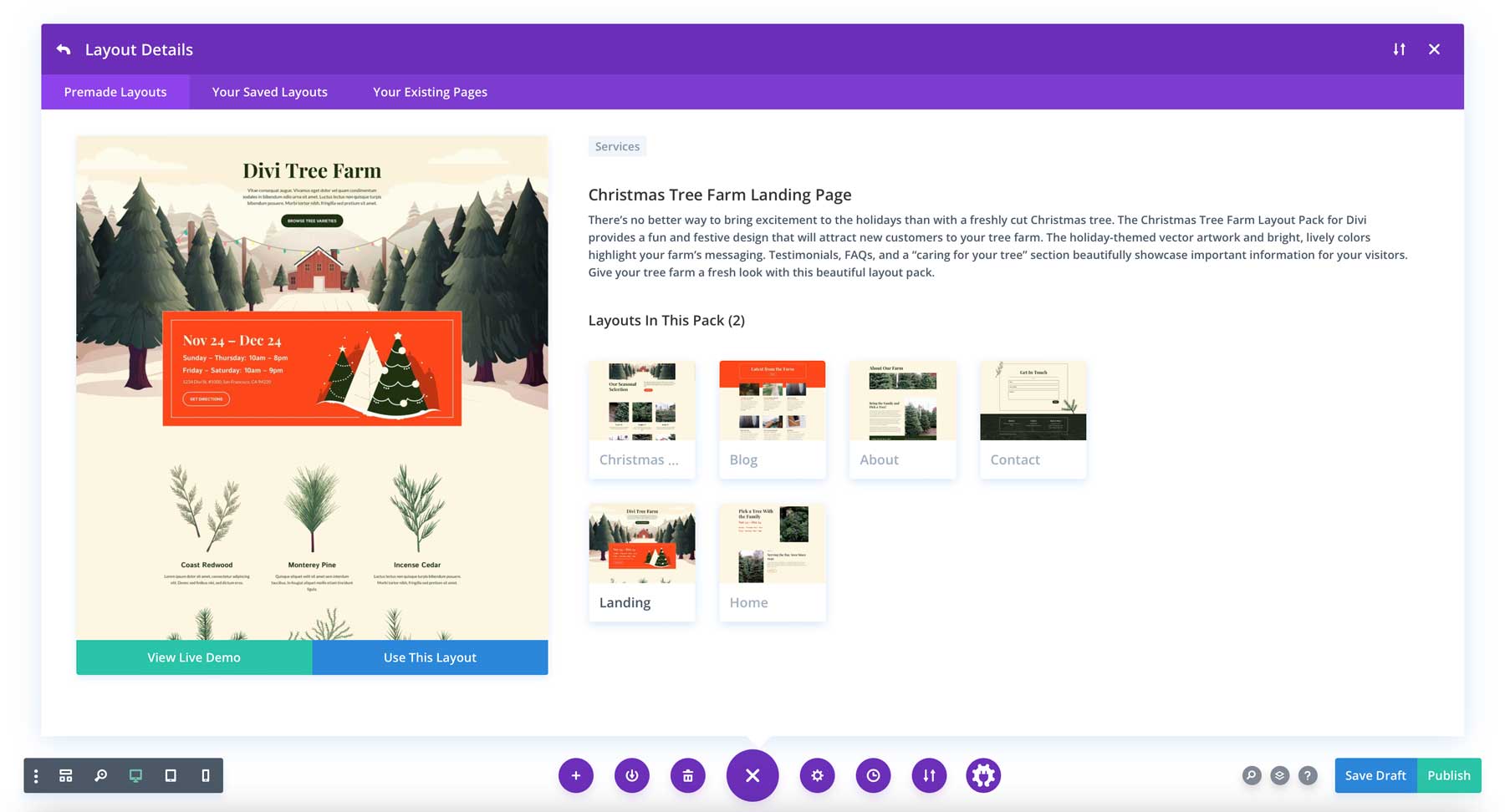 Christmas Tree Farm Layout Pack for Divi