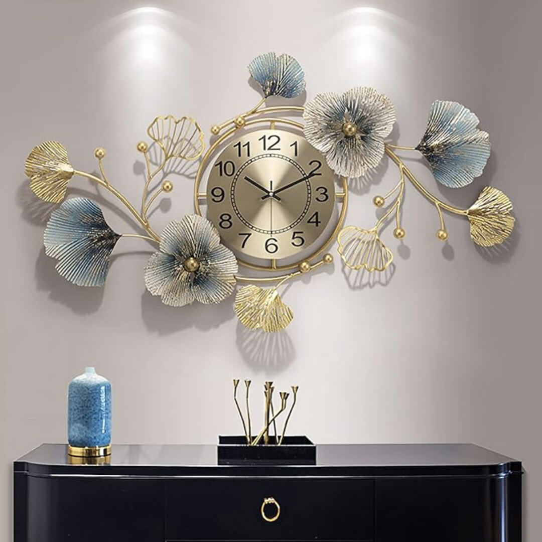 Ginkgo Leaf Metal Clock