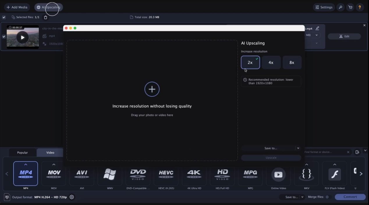 Movavi Video Editor Upscaling