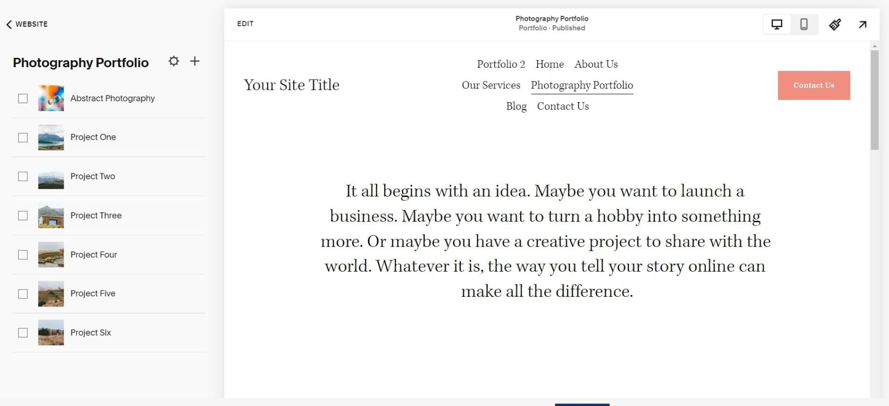 Sub pages for every portfolio (Squarespace)