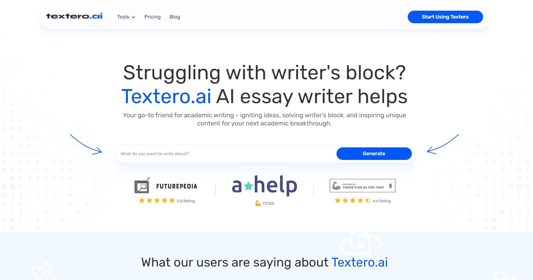 Textero.ai hero section