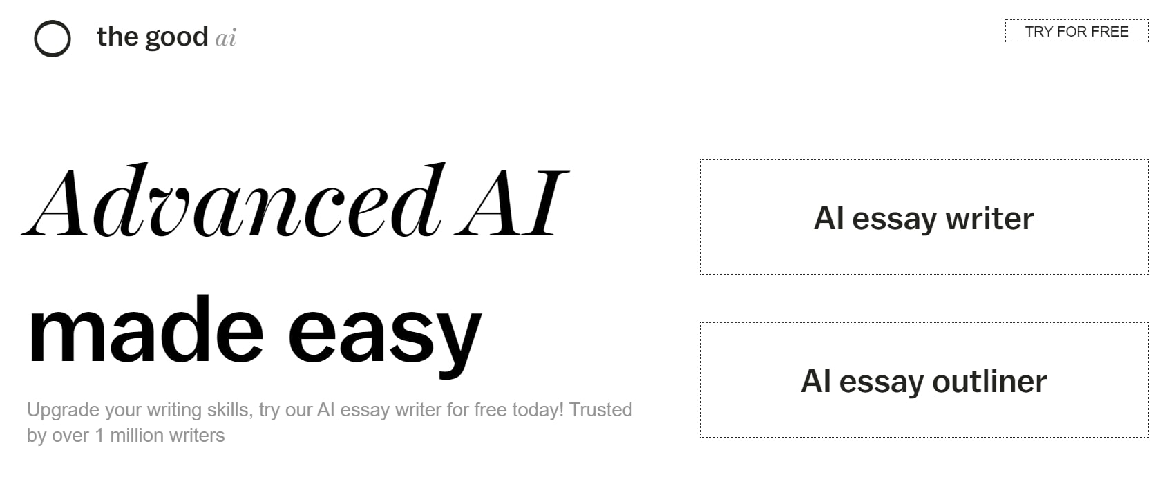 The Good AI hero section