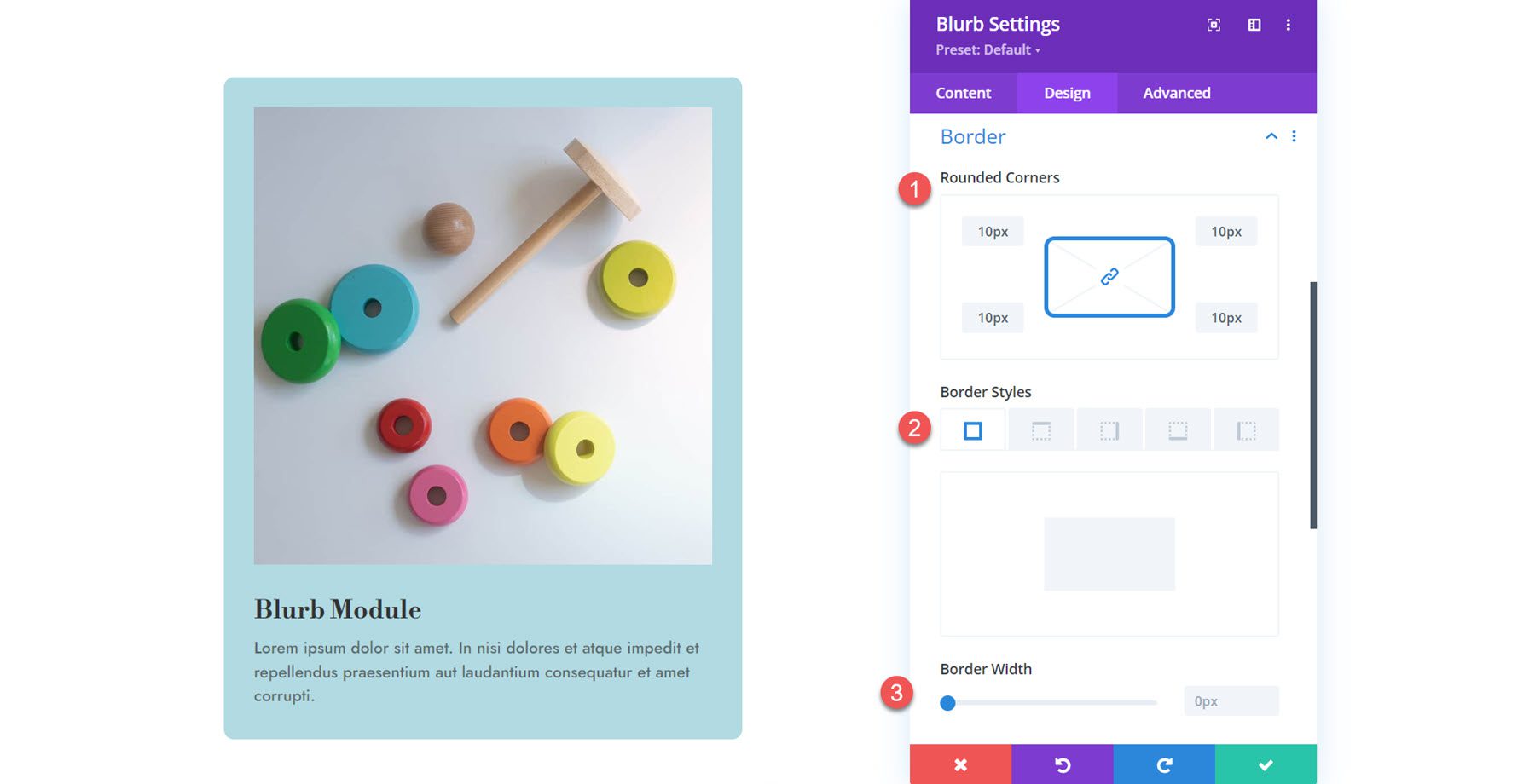 Divi Blurb Module Border