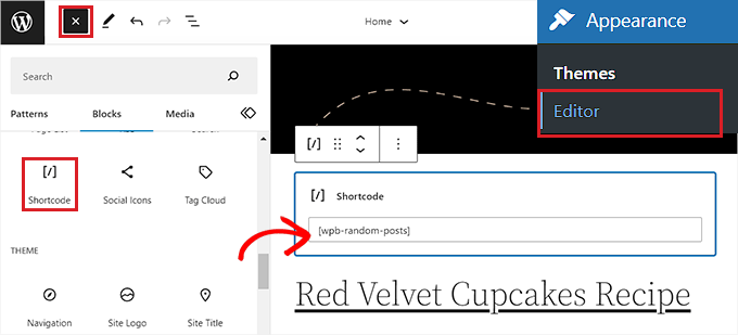 Add shortcode for random posts in FSE