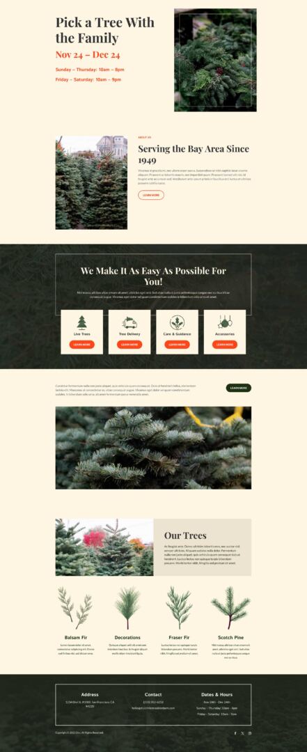 Christmas Tree Farm Layout Pack for Divi