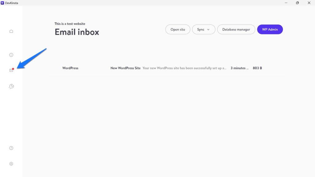devkinsta local email inbox