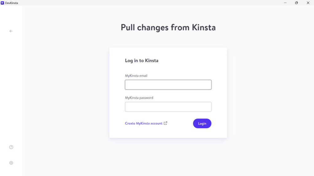 log in to kinsta account to use sync