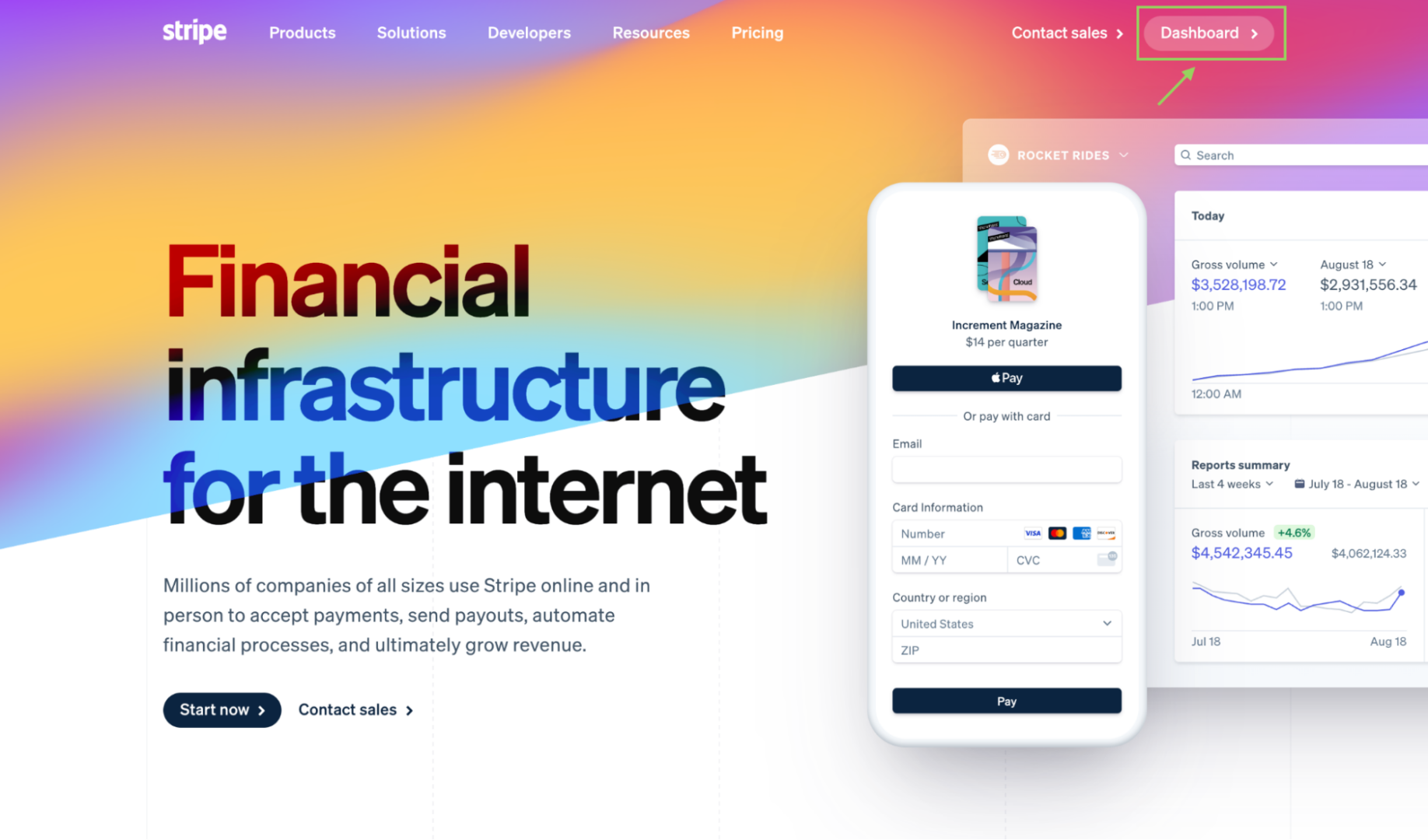 Stripe homepage changes