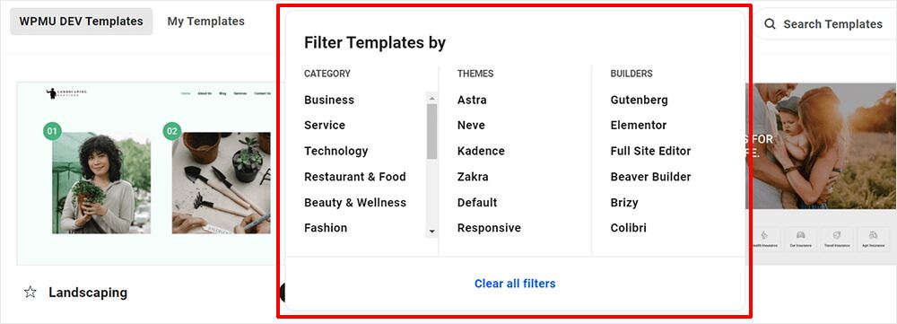 Templates filter