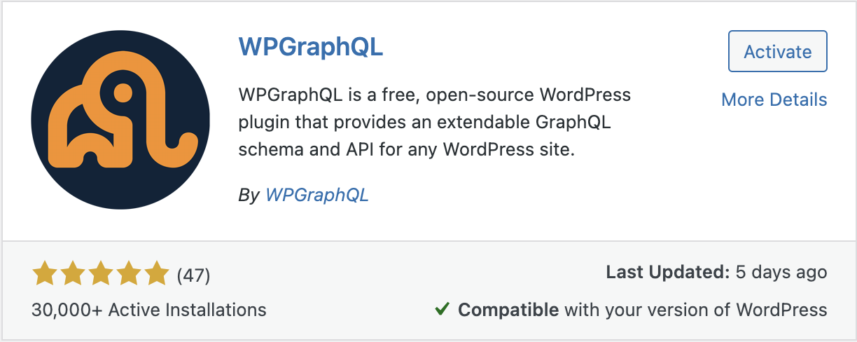 WpGraphQL plugin in WP marketplace