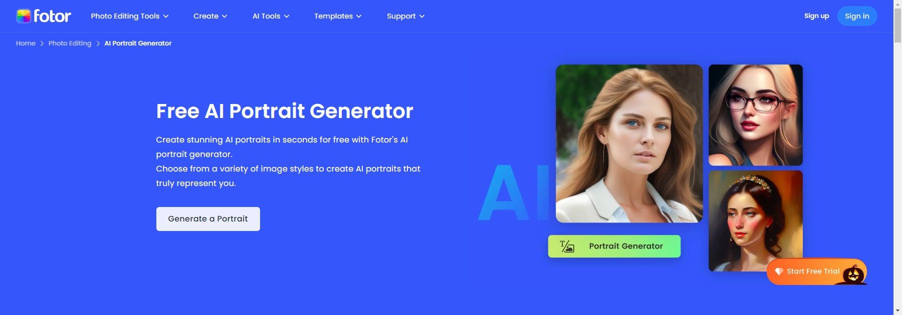 fotor ai portrait generators