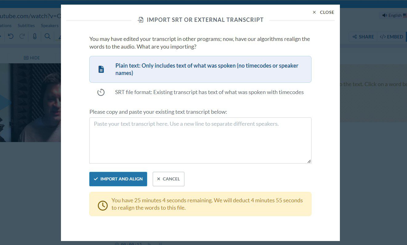 Importing Transcript