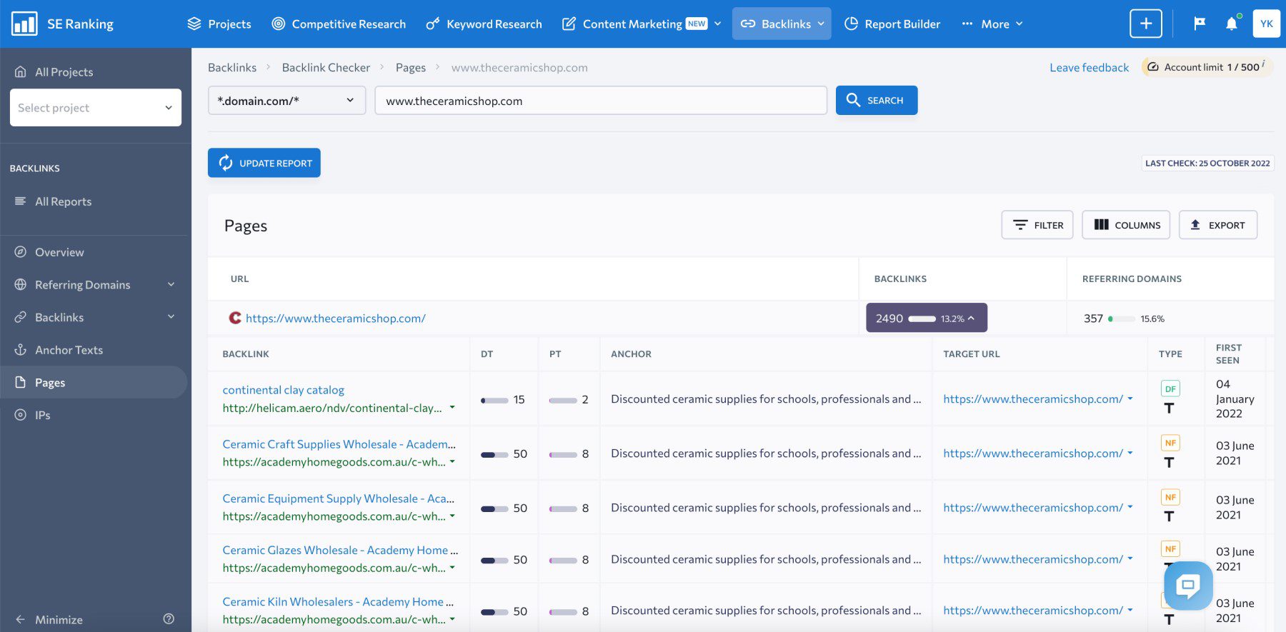 Page Backlink Checker SE Ranking