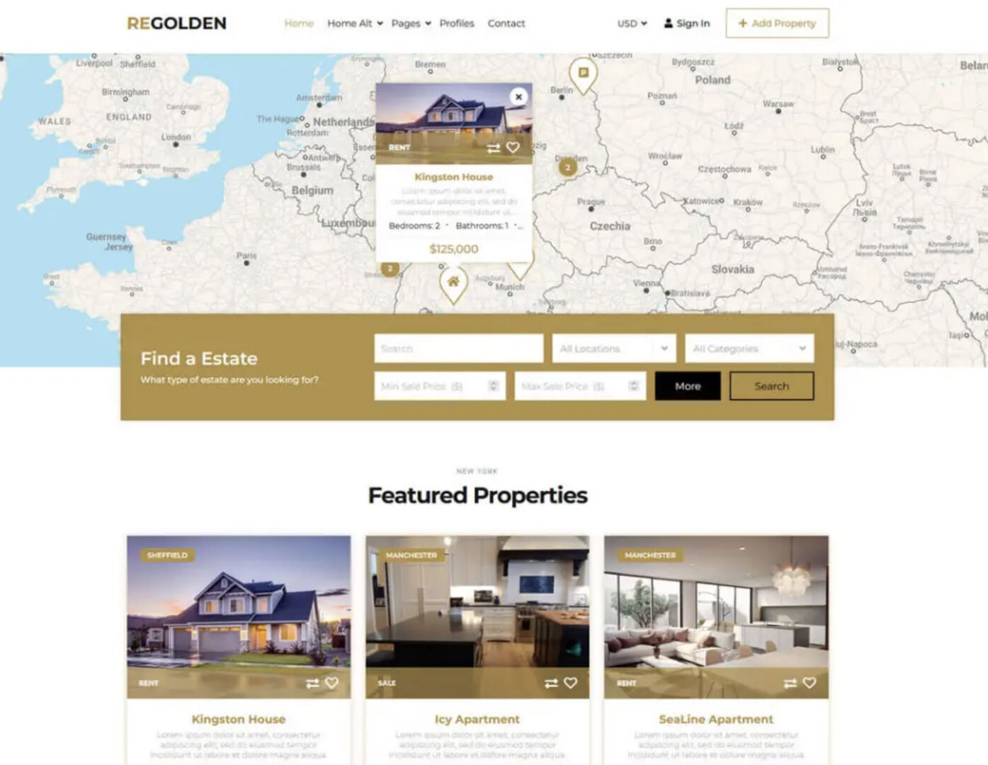 Real Estate Golden WordPress Theme