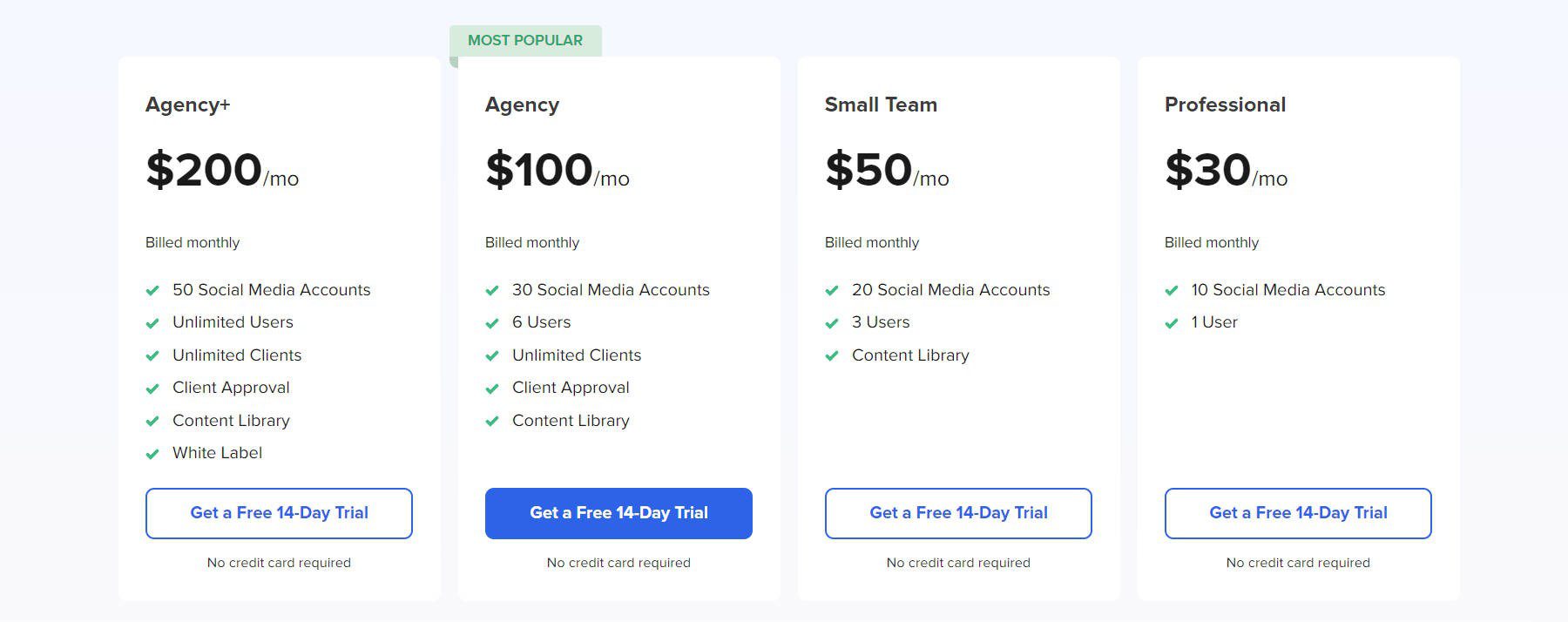 SocialPilot Monthly Pricing - January 2024