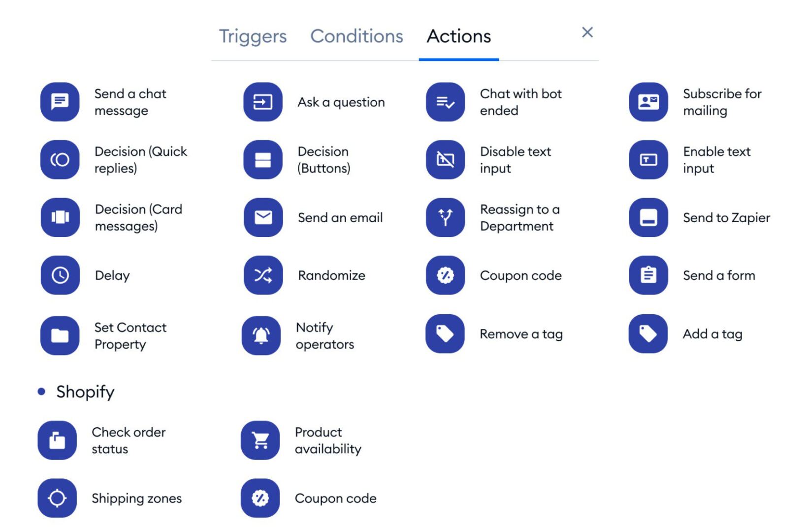 Tidio Chatbot Actions