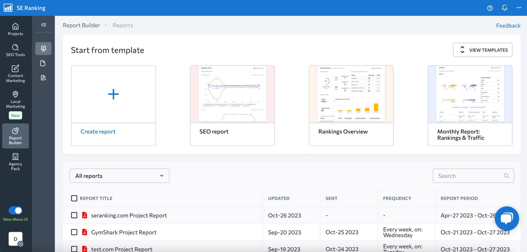 Use SE Ranking to Create Report