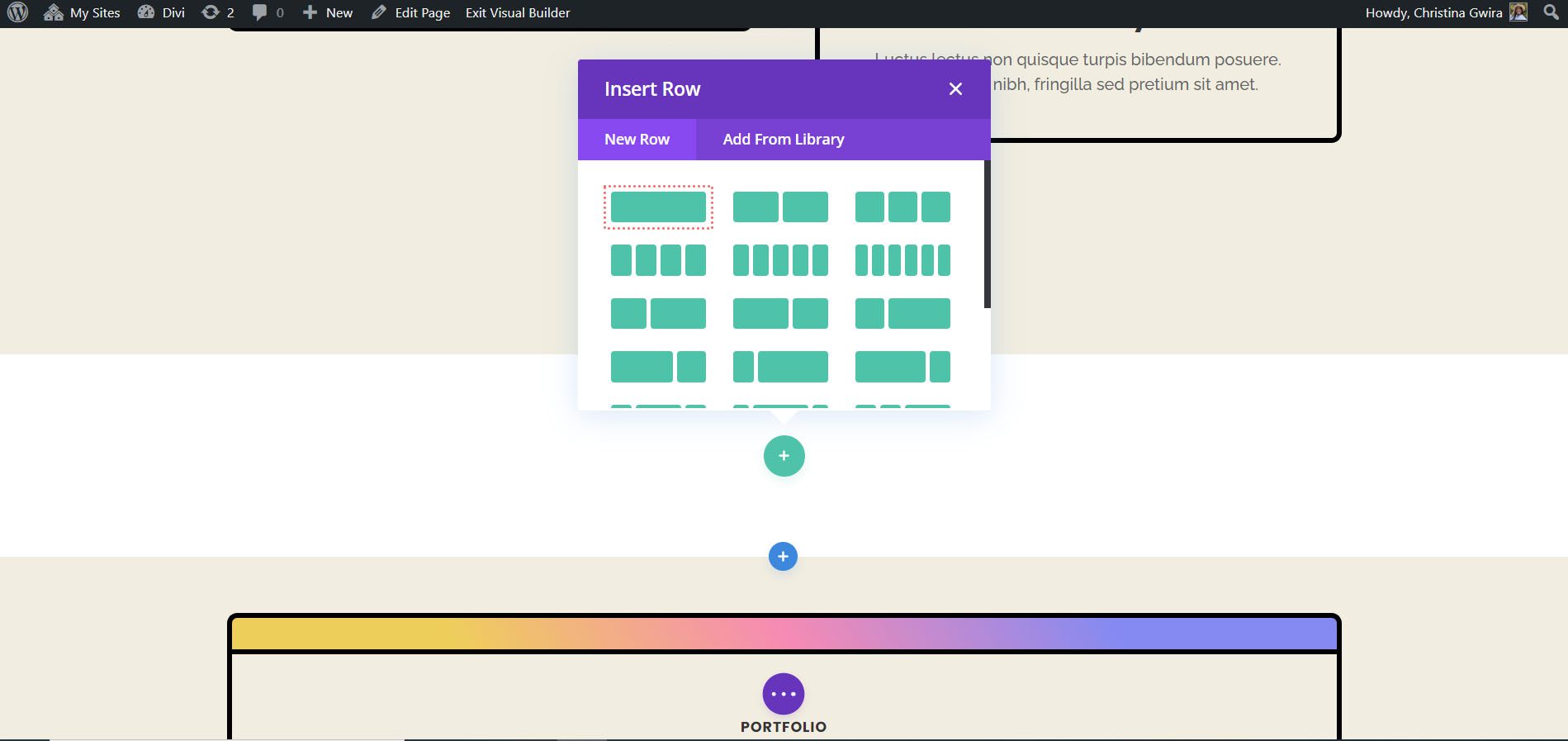 Add new row for call to action module