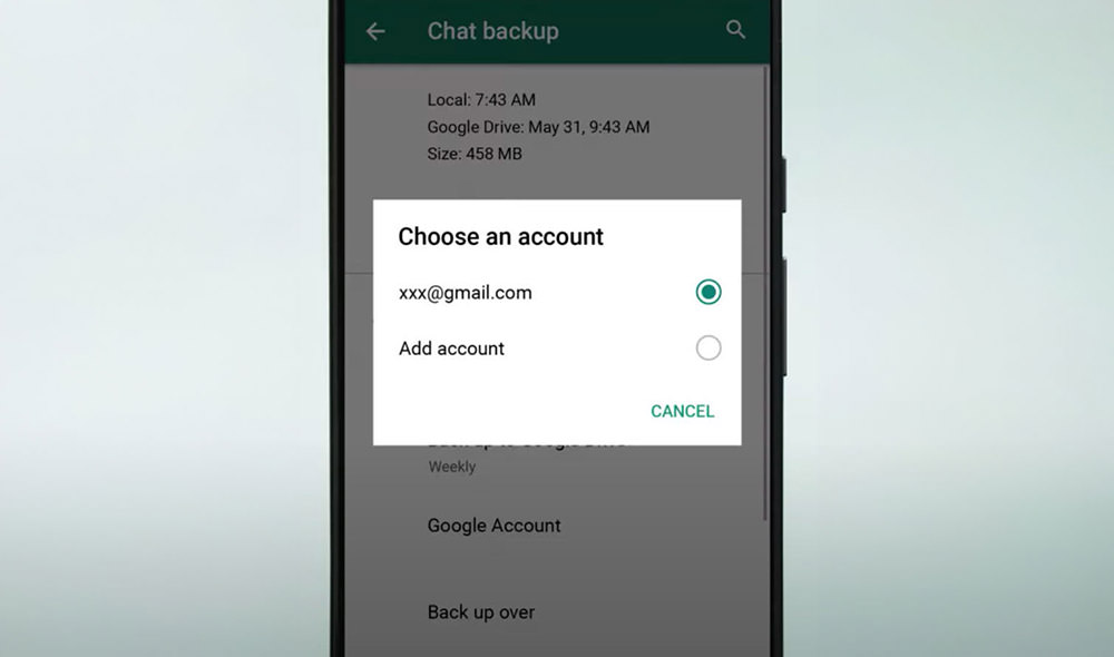 Choose Google Account for Backup