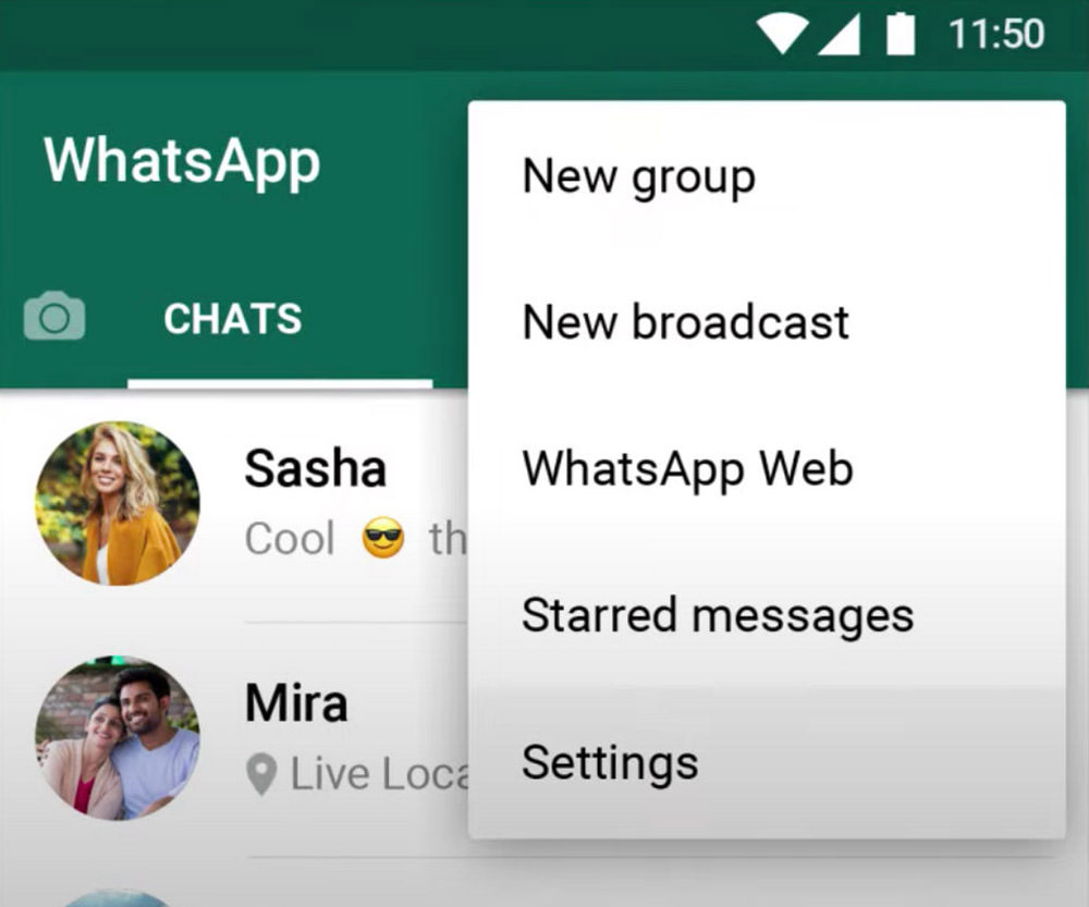 Select Settings in WhatsApp