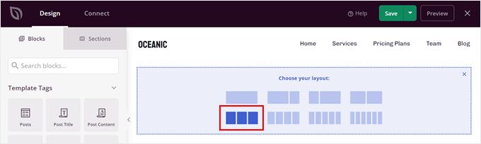 Choosing a row layout in SeedProd