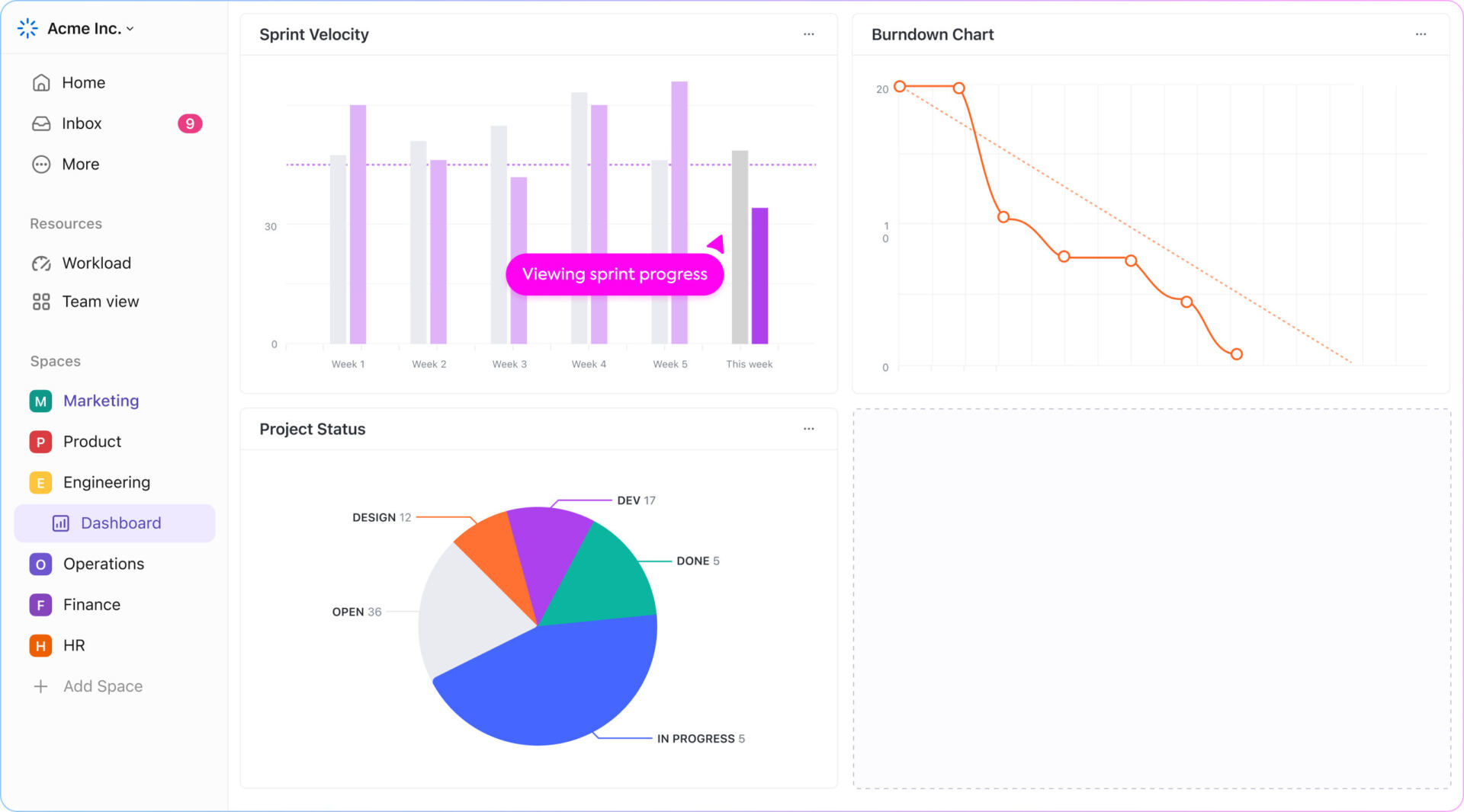 ClickUp's Dashboard Overview