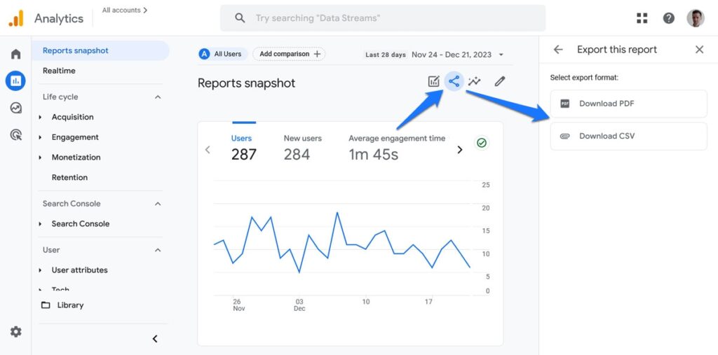 download google analytics data