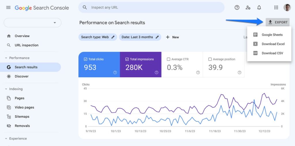 download google search console data for the seo report