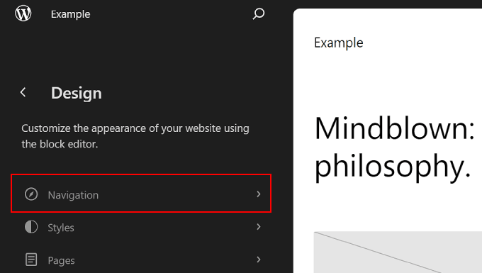 Selecting Navigation in WordPress Full Site Editing