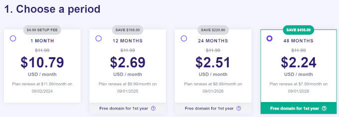 Hostinger pricing periods