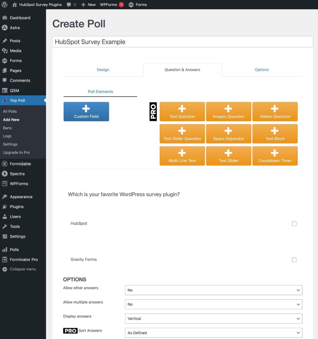 The YOP Poll survey interface