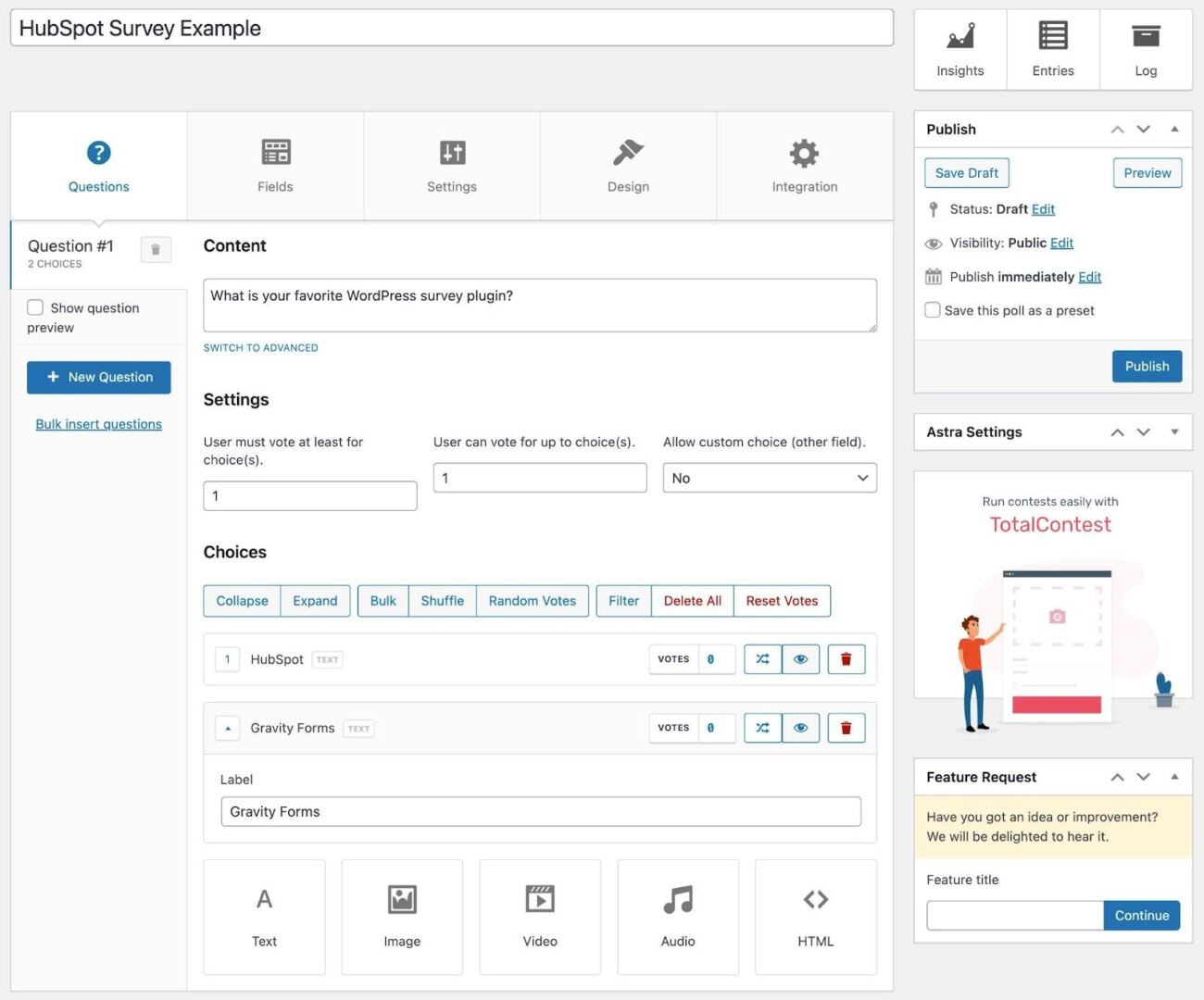 The TotalPoll survey interface