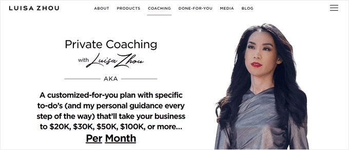 Example of an online coach offering private coaching