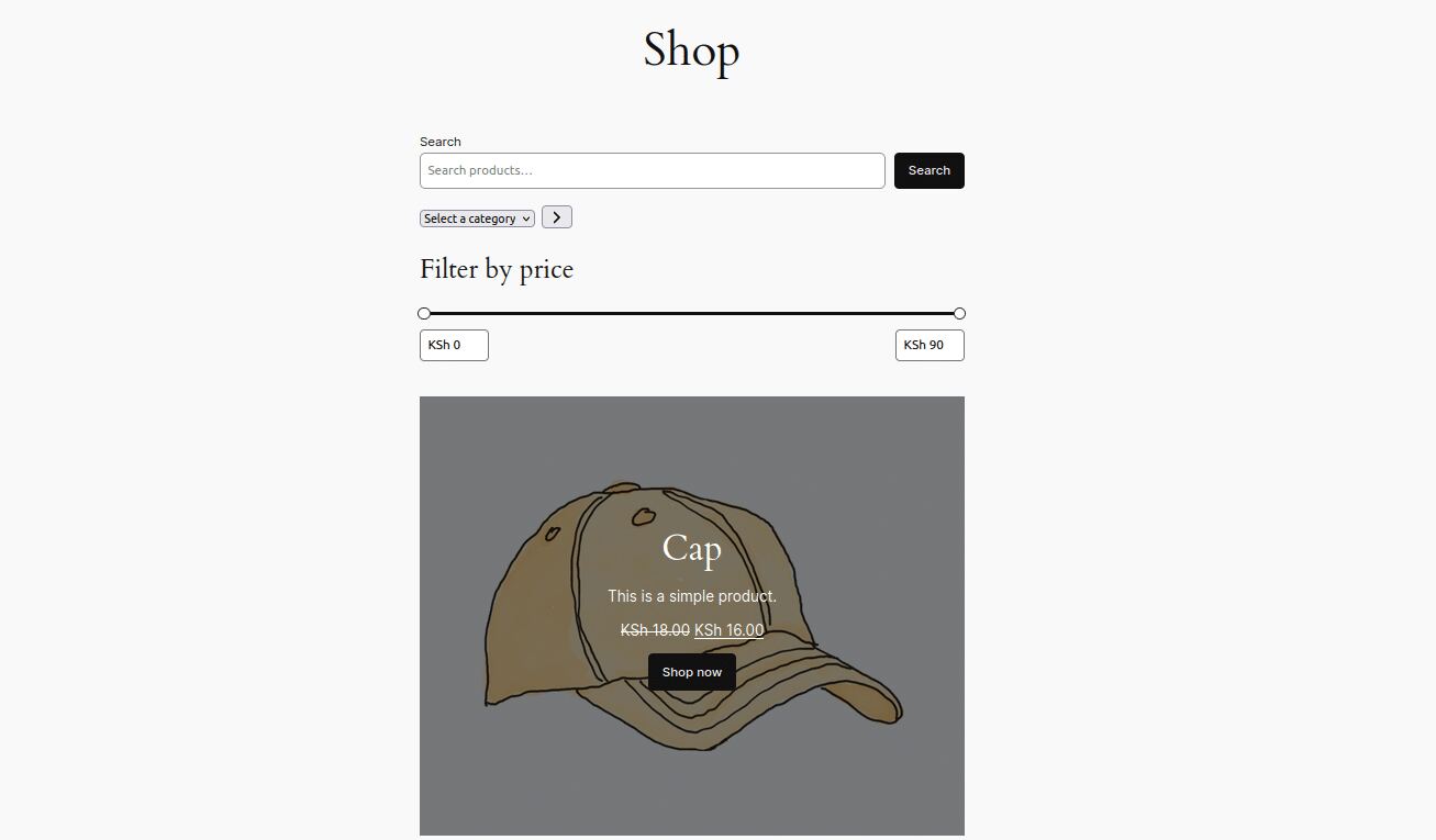 Previewing shop page after adding all WooCommerce blocks