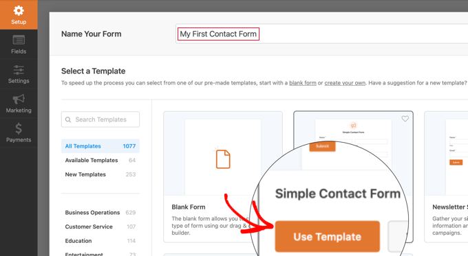 Create a new contact form