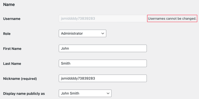 You Cannot Change Your Username from Your WordPress User Profile