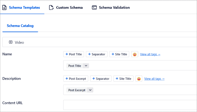 video schema details 