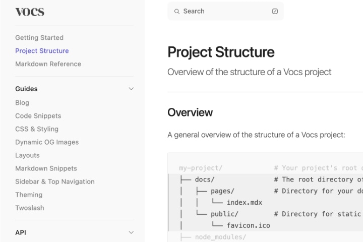 Screenshot of VOCS framework