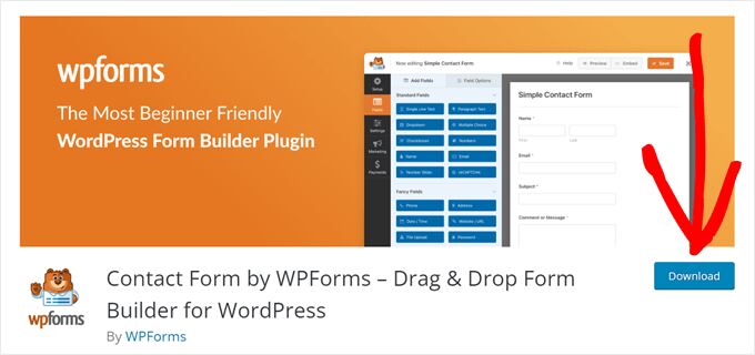 Manually downloading the WPForms plugin