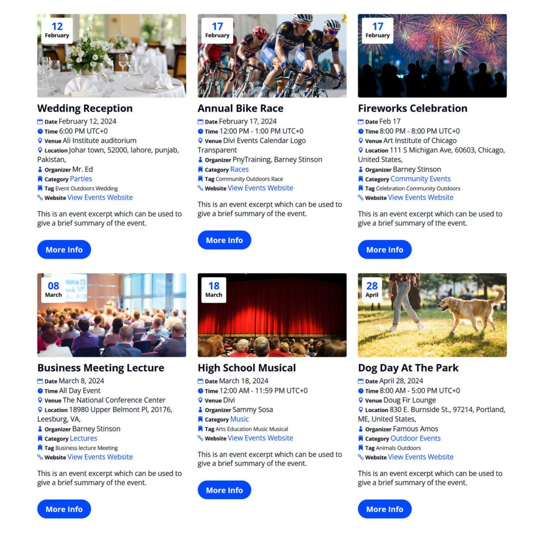 Divi Events Calendar